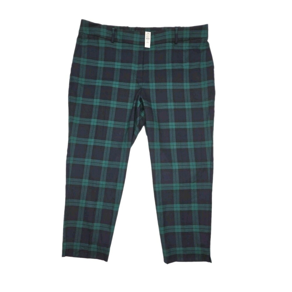 Talbots Ankle Pants Women Plus 22W Wool Blend Green Blackwatch Plaid Lined NEW